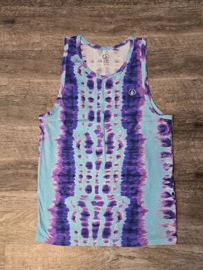 Volcom Aqua and Purple Tie-Dye Tank